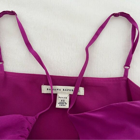 Banana Republic Petite Fuchsia Silk Ruffle Mini Dress, Size XS Petite - Picture 10 of 11